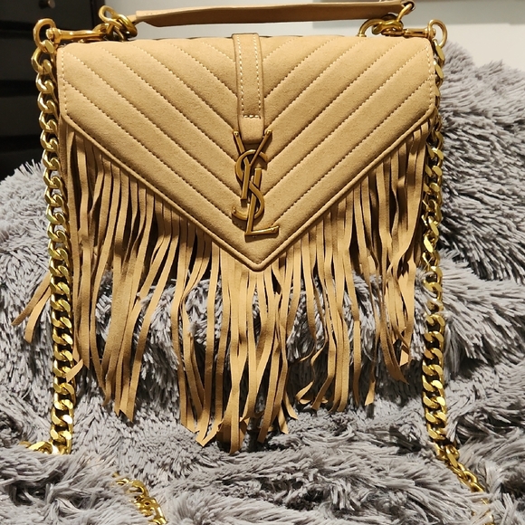 Tan Fringe Shoulder Bag - Picture 1 of 11